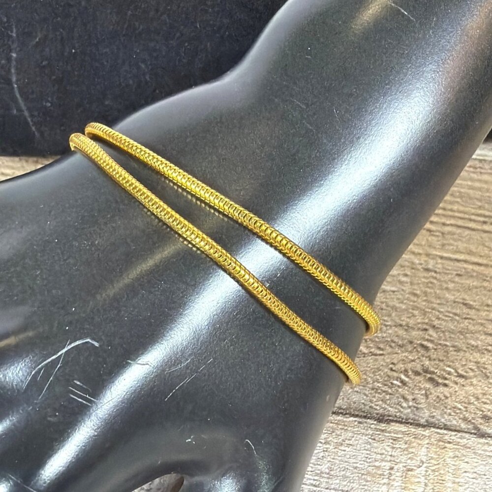 VTG 1950s Crown Trifari GoldTone Double Strand Snake Chain Bracelet T Logo Charm - Picture 5 of 15